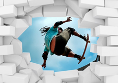 3D white bricks template