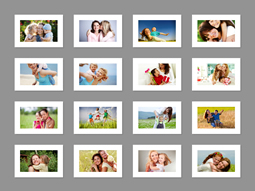 Make a grid collage with white photo frames